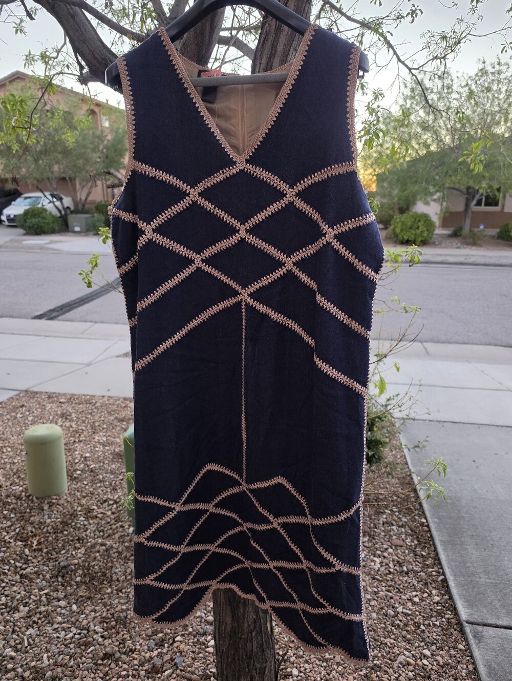Ashley Stewart Embroidered Lattice Geometric Knit Maxi Dress Size 3X